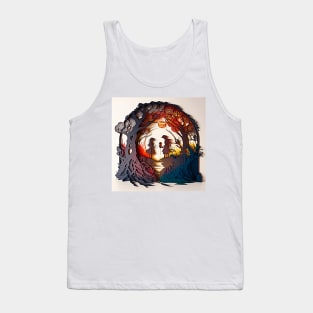 3D Effect Papercut Art - Fairytale Scene Tank Top